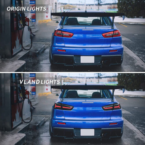 For 2008-2017 Mitsubishi Lancer & EVO X Audi Style BLACK Headlights+Tail Lights - Picture 13 of 24
