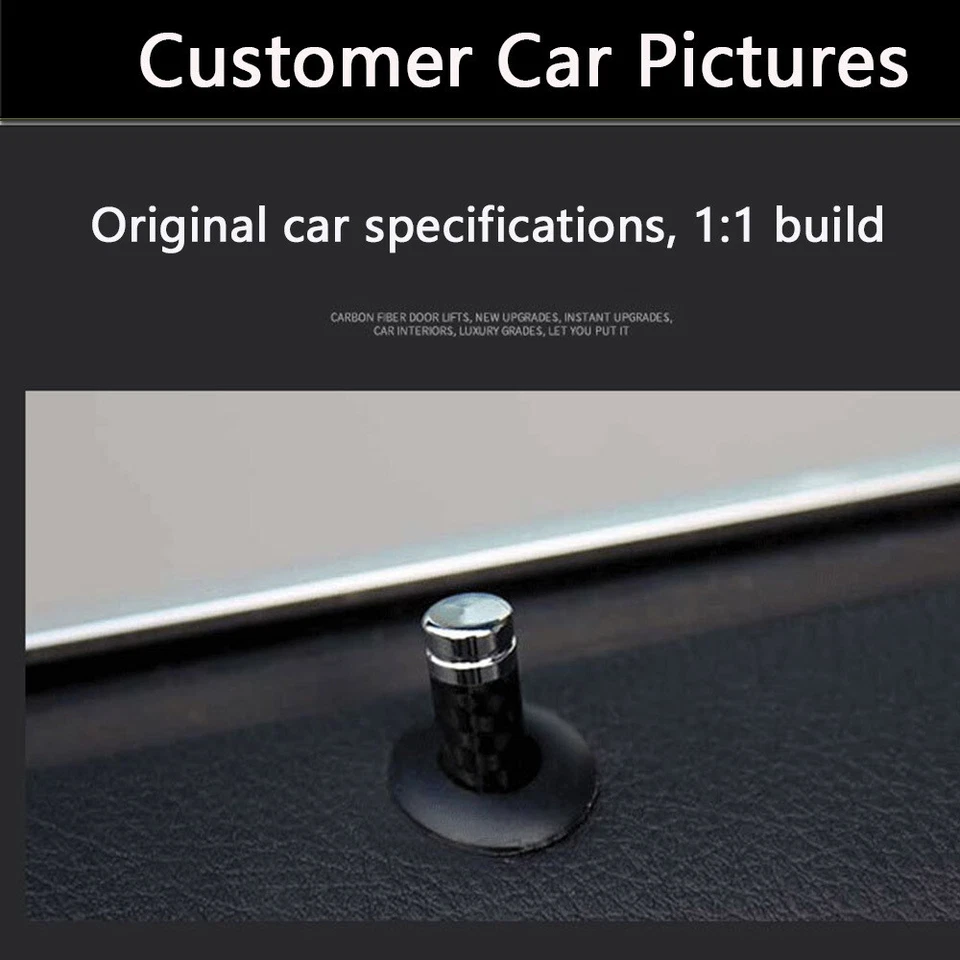 For BMW Benz 4PCS Carbon Inner Door Bolt Lock Down Cover Trim Button Screw Knob - Image 3 of 4