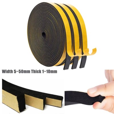 Selbstklebender Silikon Dichtungsstreifen – Schwarz, Breite 5-30 Mm, Dicke 1-5 Mm