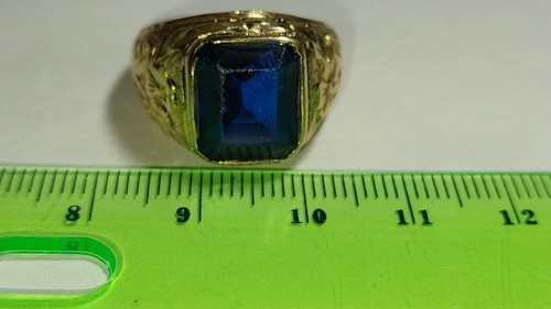 Solid 14k gold blue stone ring 7.83 grams - sz 8.75 - 第 10/21 張圖片