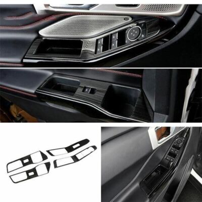 Window Lock Black Steel For Ford Explorer 2020-2023 Lift Switch Panel Trim 4PCS