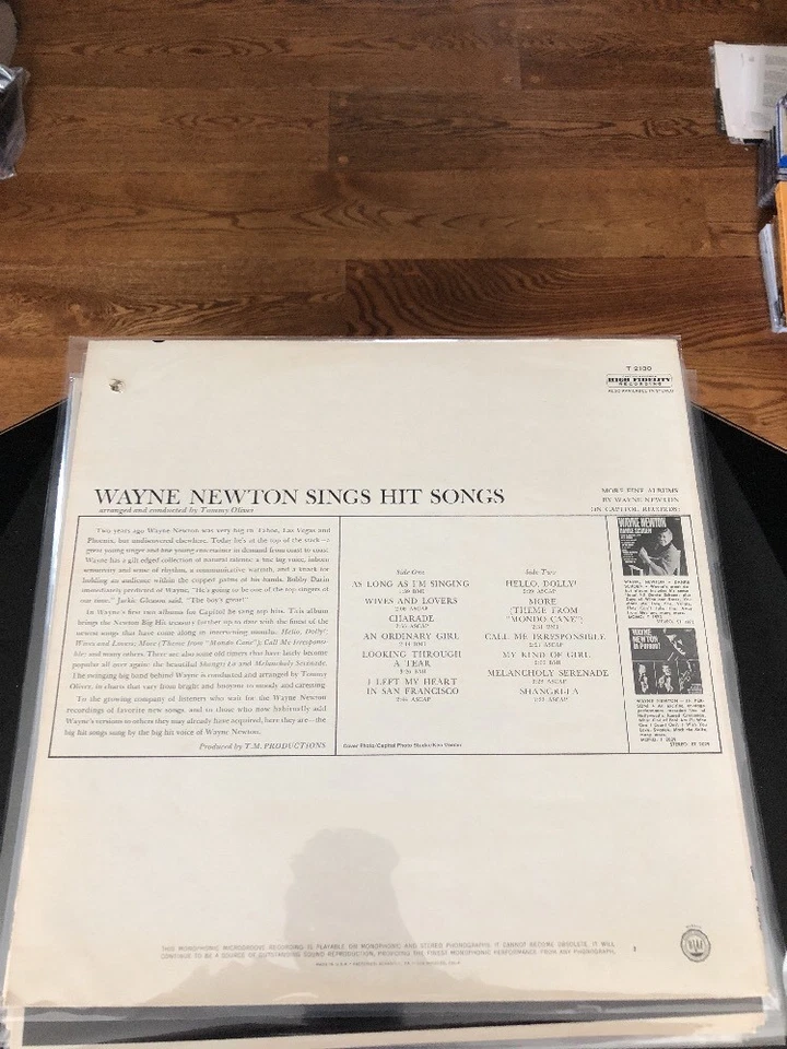 Mint- Wayne Newton Sings Hit Songs Capitol Records T 2130 LP record - Image 2 of 4