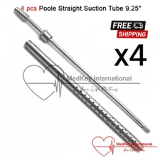 Medical Poole Suction Tube 9.25" Straight 10mm Surgical Instruments set of 4