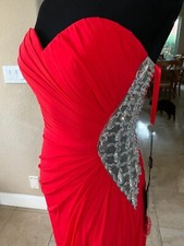 438 NWT RED LA FEMME PROM/PAGEANT/FORMAL DRESS/GOWN 20130 SIZE 2
