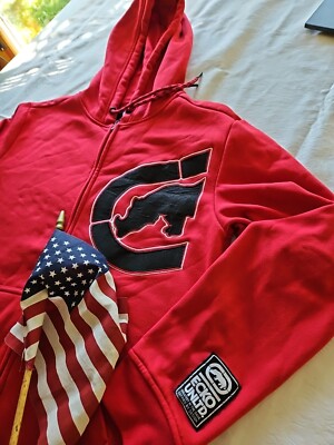 Ecko Unlimited Graffiti Zip-Up Hoodie Red Rhino BIG LOGO Sz Small ECKO UNLTD