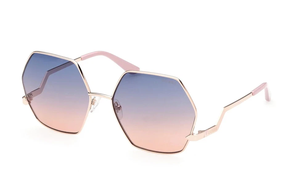 Guess GU7815 28W 玫瑰金圆形太阳镜金属镜框 61-17-140 闪亮 — 第 2/3 张图片