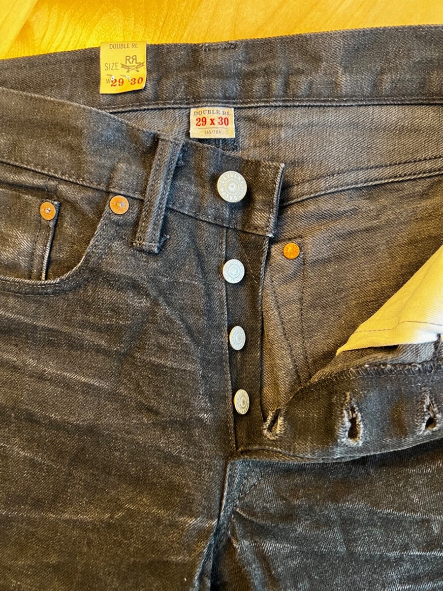 Polo Ralph Lauren, Double RL, RRL Black Slim Fit Selvedge Polo Ralph Lauren, Double RL, RRL Black Slim Fit Selvedge