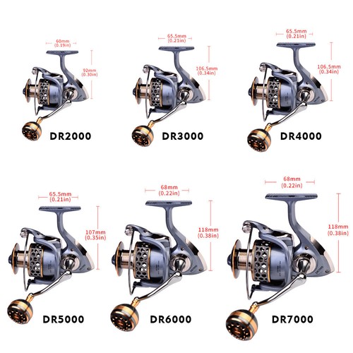 Max Drag 46lb Spinning Fishing Reels 5.2:1 High Speed Saltwater Fresh Water Bass