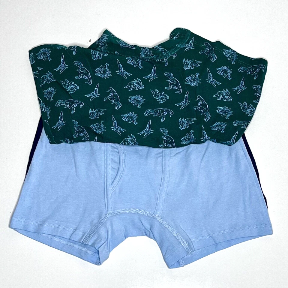 Paquete de 3 calzoncillos boxer de algodón Gap Kids dinosaurios/niños sólidos 8 (M) azul verde Foto 3 de 4