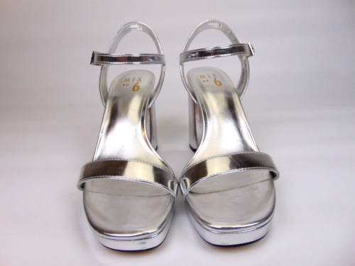 Mix No. 6 Sundra Platform Heels Ankle Strap Sandals, Women's Size 8.0 Med Silver - Picture 4 of 13