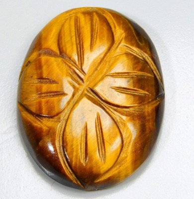 40 CT 100% NATURAL GOLDEN FIRE TIGER EYE CARVED OVAL CABOCHON GEMSTONE C318