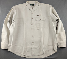 Orvis Vintage Canvas Shirt Mens XXL Khaki Long Sleeve Made in USA 1980s VGUC