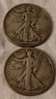 2 LIBERTY WALKING HALF DOLLARS == 1947, 1947 D == 90% SILVER