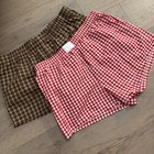 SHEIN Curve 2XL Shorts Red Brown Gingham Plaid Elastic Waist Lounge Bundle
