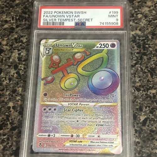 2022 Unown VSTAR 199/195 Silver Tempest Secret Rare Psa 9