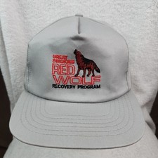 VTG Great Smokies Red Wolf Recovery Program Hat Snapback Grey 90s Made in USA