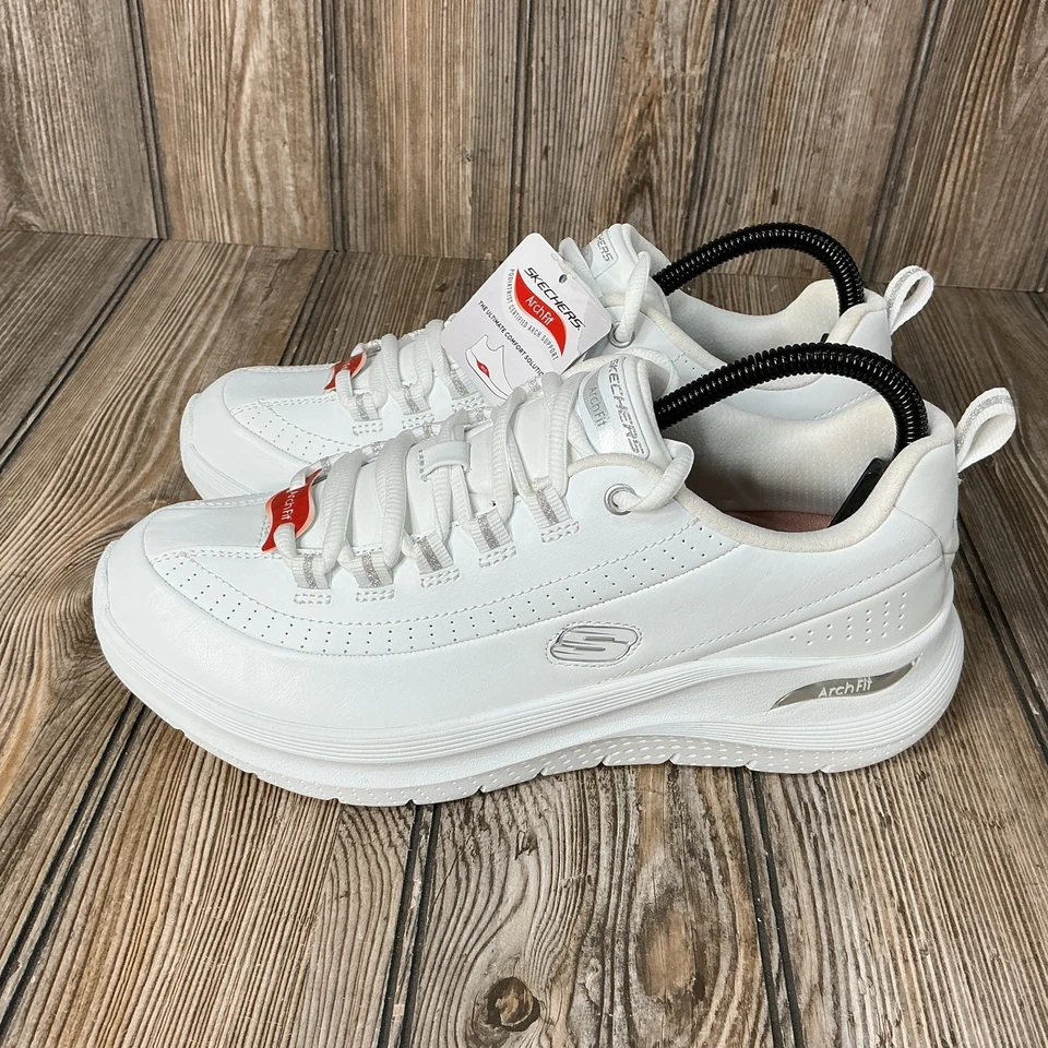 Tênis Skechers Branco Feminino 8.5 Arch Fit City Drive 150061 Sapatos Confortáveis NOVO - Imagem 3 de 4