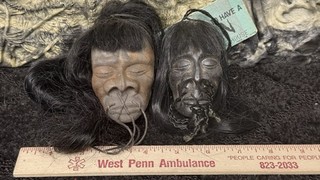 2 Reproduction Shrunken Heads; Truly macabre