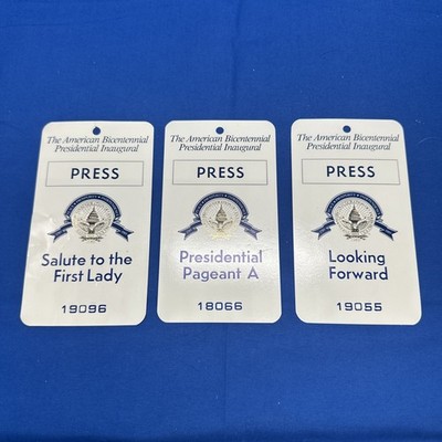 3 American Bicentennial Presidential Inaugural Press Pass Credentials First Lady
