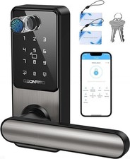 Smart Door Lock Keyless Entry Door Lock with Handle  Black, Fingerprint Lock...