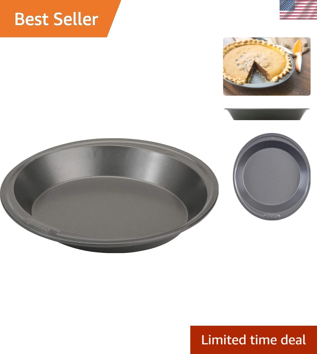 Everyday Nonstick Steel Pie Pan , 9", Gray
