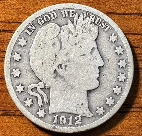 1912-S Barber Silver Half Dollar
