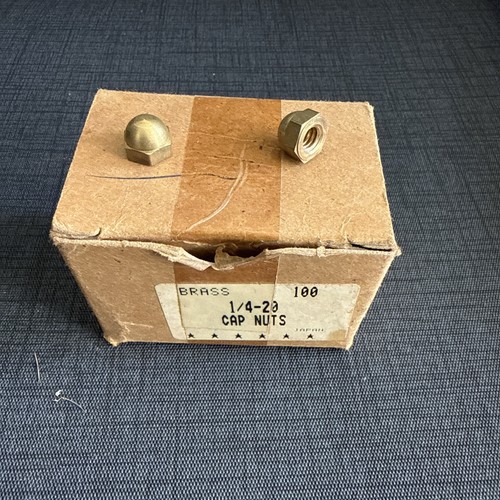 Lot of 64 Vintage Solid Brass Acorn Cap Nuts 1/4"-20 UNC Coarse Thread Open Box