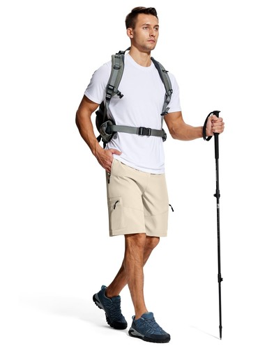Mens Hiking Cargo Shorts 9 Inch with Zipper Pockets Quick Dry Stretch Lightwe... - Picture 4 of 6