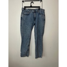 H M Denim Regular Tapered Cropped Jeans Light Wash Blue 34/32