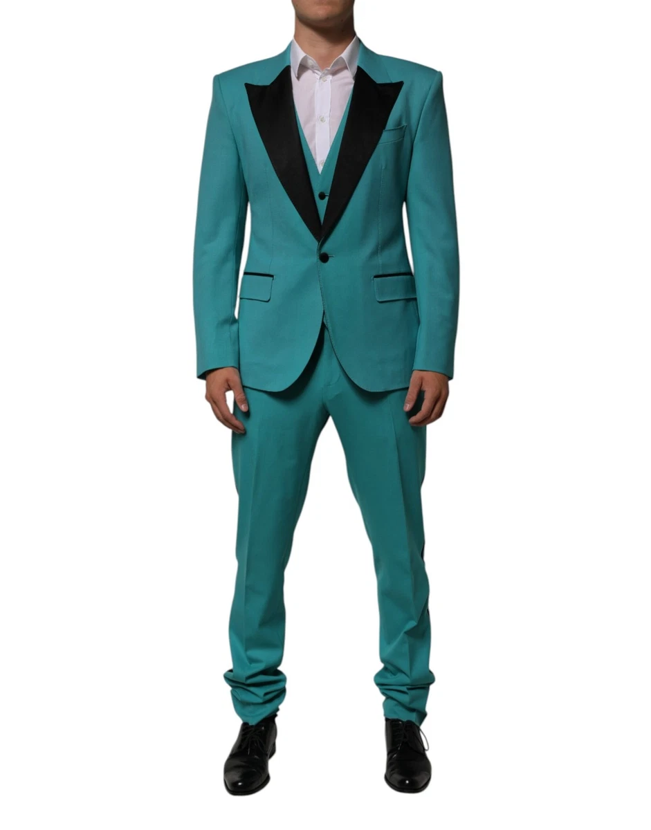 Dolce & Gabbana Cyan 3 Piece Wool Silk Blend Suit Men's SICILIA | eBay