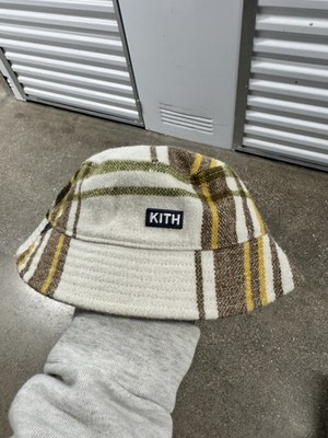 Kith Youth Kid Wool Blend Plaid Bucket Hat White Green Streetwear Cap