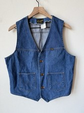 Vintage Wrangler No-Fault Denim Vest Rodeo Western Cowboy Medium Large 90s Y2K