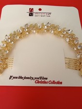 Christina Collection Floral Bridal Tiara Gold Filigree 4 In Tall 6 In Wide