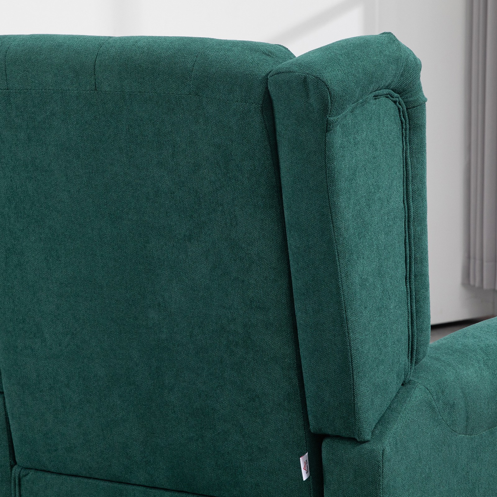HOMCOM Accent Chair Button-Tufted Armchair with Wingback Round Arms Dark Green