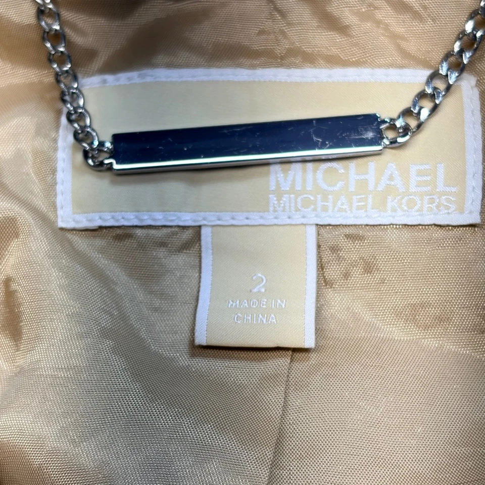 Michael Kors женский размер 2 бежевый классический двубортный плащ - Изображение 2 из 4