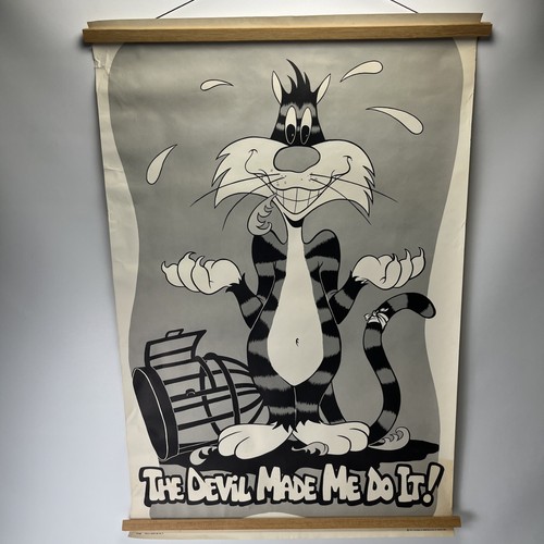 Looney Tunes Gatto di Silvestro "Il diavolo mi ha fatto fare" poster vintage 1972 23 x 35 - Foto 1 di 7