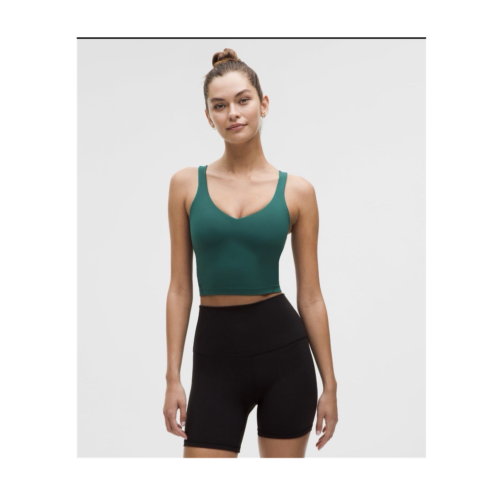lululemon Align Cropped Tank Green Built-In Bra Nulu Fabric Size 6