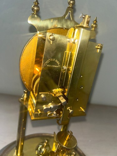 Vintage FORESTVILLE CLOCK CO. Brass Clock w/Glass Dome Made In Germany - Picture 6 of 15