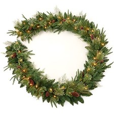 9Ft Pre-lit Christmas Garland with 50 LED Lights,Holiday Battery Operated Green