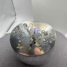 Vintage Taxco Sterling Silver .925 Inlaid Abalone Pin Or Pendant 2”