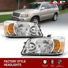 Chrome Amber Oe Style Head Lights Driving Lamps For 2004-2007 Toyota Highlander