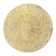 1838 4 Reales PERU Silver 1 Year Type World Coin Very Nice Detail C16