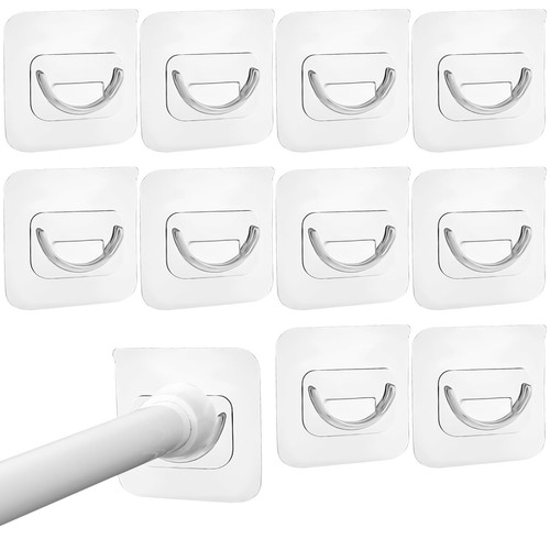 10 Pcs Adhesive Curtain Rod Holder Hooks Self-Adhesive Curtain Rod Bracket No...