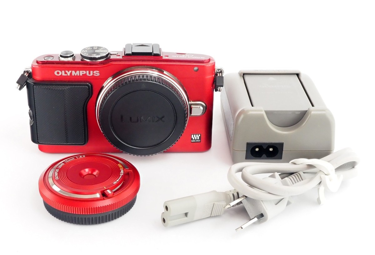 Olympus PEN Lite E-PL6 Red + Body Cap Lens 15mm F8 Micro 4/3 Set