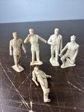 1960s Marx Police Officers Blowing Whistle Baton Auburn Rubber 5 Figures White