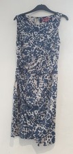 Stylish Next Faux Wrap Dress Navy Animal Splodge print Ruching to Side Size 16