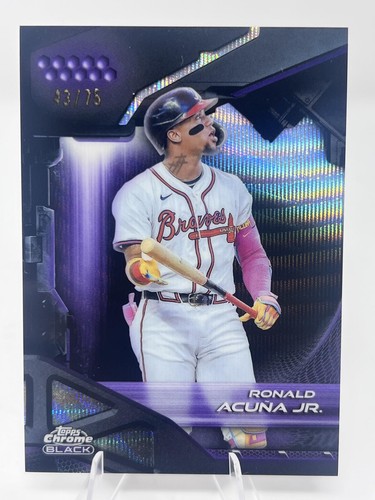 2026 TOPPS CHROME BLACK BASEBALL RONALD ACUNA JR PURPLE WAVE REFRACTOR /75!