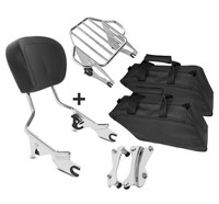 Sissybar Set + Innentaschen KI FüR Harley CVO Road King 2014 Chrom