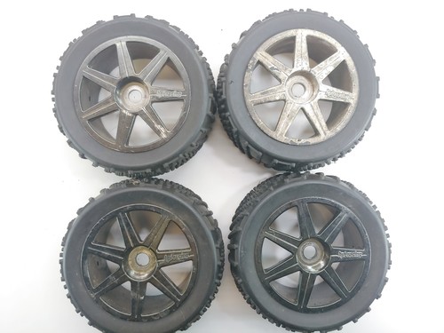 4x HPI Racing Spikey Off-Road Truggy Tires on 17mm Hex Wheels Used Vorza Trophy