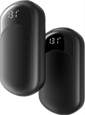 Hotdot Rechargeable Electric Hand Warmer Black 3-Level Heat AI Smart Chip Pair